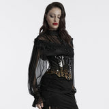 Pontifex Women's Gothic Leopard Print Patent Underbust Corset in Black & Coffee