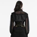 Pontifex Women's Gothic Leopard Print Patent Underbust Corset in Black & Coffee