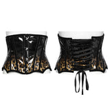Pontifex Women's Gothic Leopard Print Patent Underbust Corset in Black & Coffee