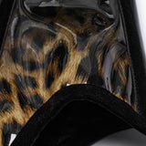 Pontifex Women's Gothic Leopard Print Patent Underbust Corset in Black & Coffee