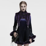 Malleus Women's Punk Gradient Faux Fur Shawl in Black & Violet