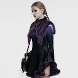Malleus Women's Punk Gradient Faux Fur Shawl in Black & Violet