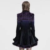 Malleus Women's Punk Gradient Faux Fur Shawl in Black & Violet