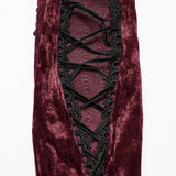 Adelheid Women's Gothic Velvet Lace Long Gloves in Black & Red