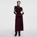 Adelheid Women's Gothic Velvet Lace Long Gloves in Black & Red