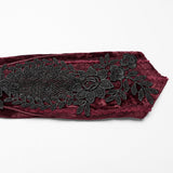 Adelheid Women's Gothic Velvet Lace Long Gloves in Black & Red