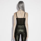 Sepulchre Gothic Faux Leather Details Top