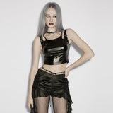 Overture Punk Faux Leather Buckle Vest
