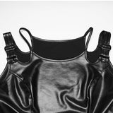 Overture Punk Faux Leather Buckle Vest