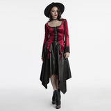 Sever Women's Gothic Velvet Hook-Front Long Sleeve Top in Black
