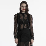 Amaranth Victorian Gothic Lace Sheer Blouse