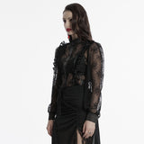 Amaranth Victorian Gothic Lace Sheer Blouse