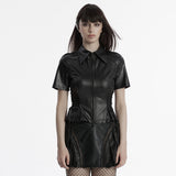 Darkwood Punk Faux Leather Zipped Shirt