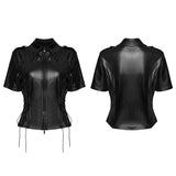 Darkwood Punk Faux Leather Zipped Shirt