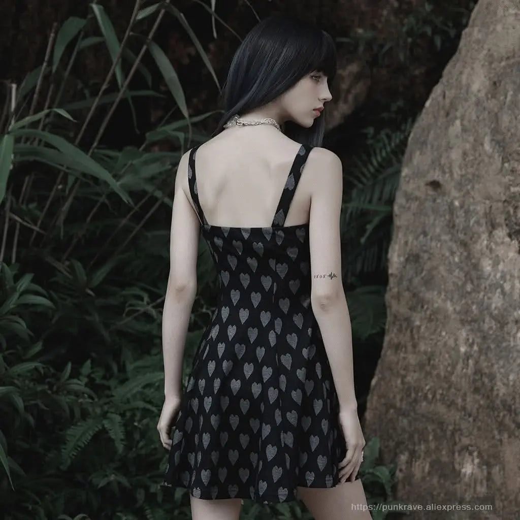 Olga Slip Dress (Black Gray) - PunkRave