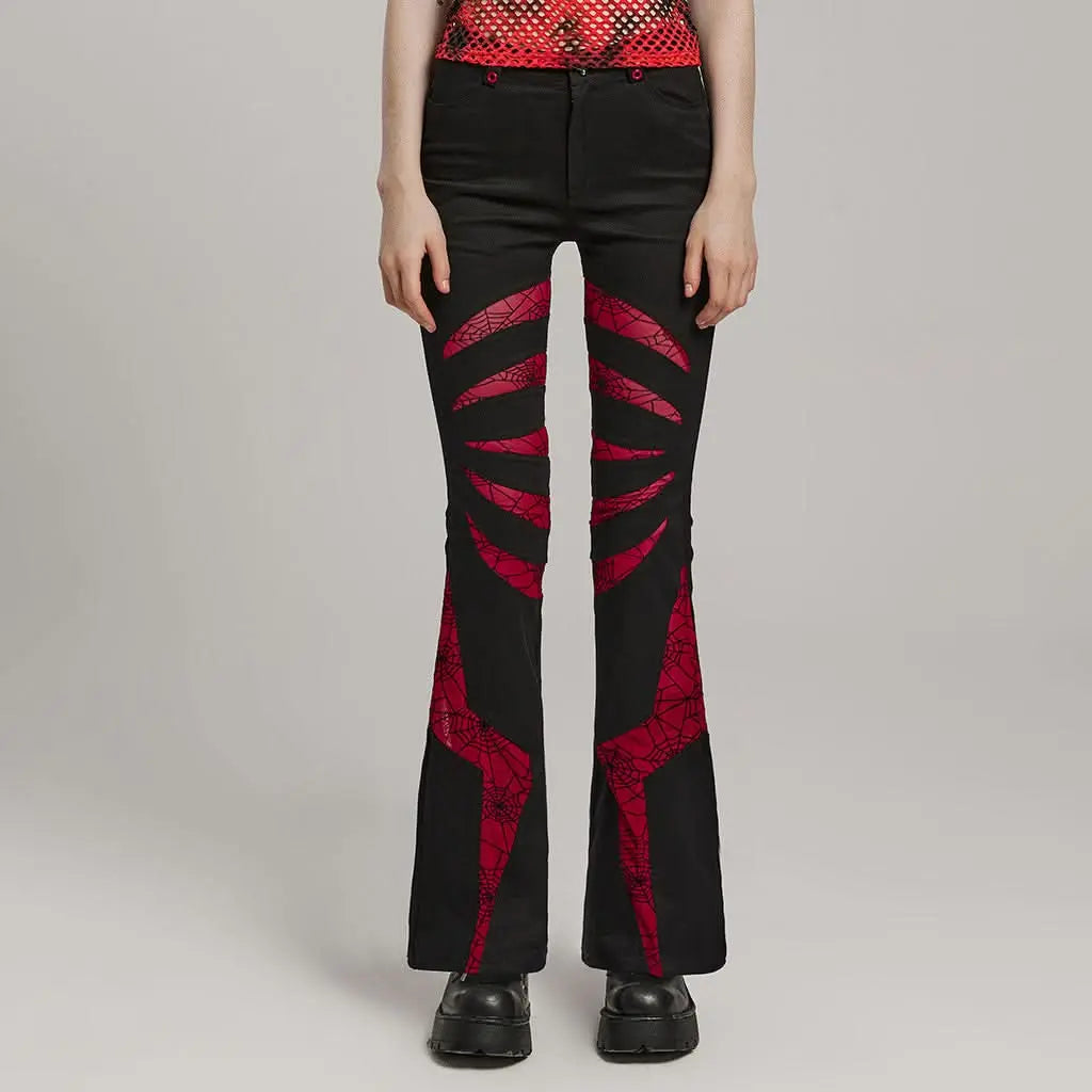 Pariah Flared Trousers (Red) - PunkRave