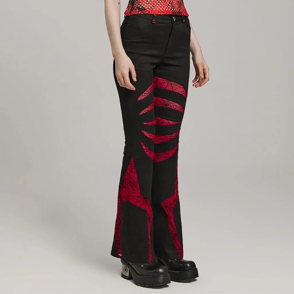 Pariah Flared Trousers (Red) - PunkRave