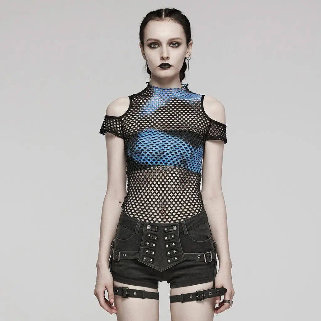 Phoenix Mesh Crop Top (Neptune's Trident) - PunkRave