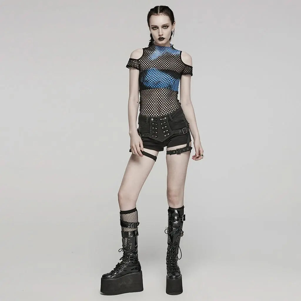 Phoenix Mesh Crop Top (Neptune's Trident) - PunkRave