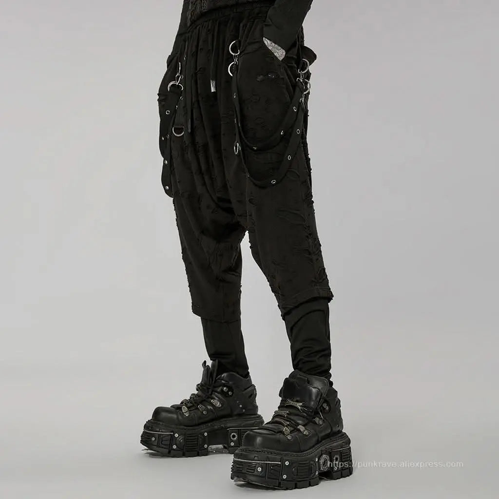 Purge Distressed Pants - Black - PunkRave