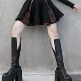 Radiate Plaid Mini Skirt With Zippers - PunkRave