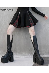 Radiate Plaid Mini Skirt With Zippers - PunkRave