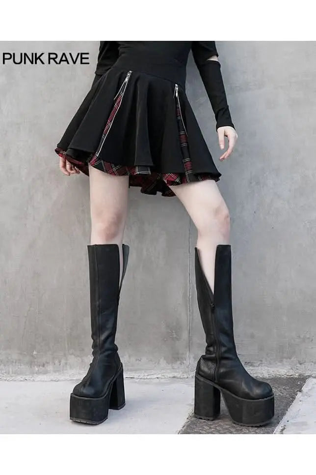 Radiate Plaid Mini Skirt With Zippers - PunkRave