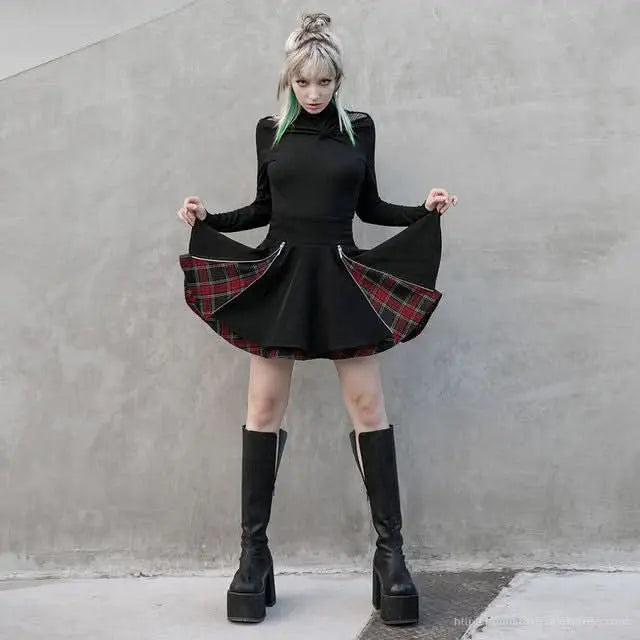 Radiate Plaid Mini Skirt With Zippers - PunkRave