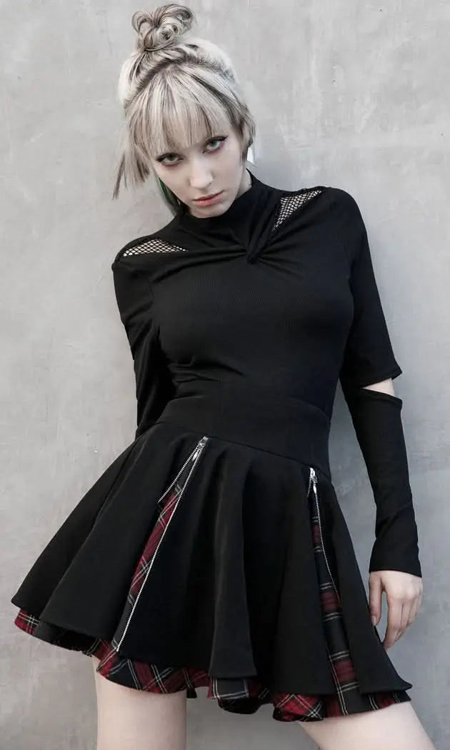 Radiate Plaid Mini Skirt With Zippers - PunkRave