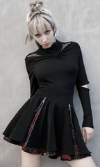 Radiate Plaid Mini Skirt With Zippers - PunkRave