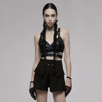 Razorblade Kiss Suspender Crop Top - PunkRave