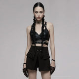Razorblade Kiss Suspender Crop Top - PunkRave