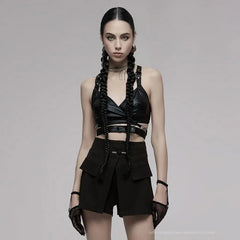 Razorblade Kiss Suspender Crop Top - PunkRave
