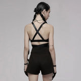 Razorblade Kiss Suspender Crop Top - PunkRave