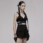 Razorblade Kiss Suspender Crop Top - PunkRave