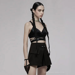 Razorblade Kiss Suspender Crop Top - PunkRave