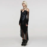 Rebel Mesh Printed Long Dress - PunkRave