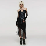 Rebel Mesh Printed Long Dress - PunkRave