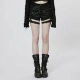 Rebel Yell Distressed Garter Shorts - PunkRave