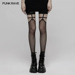 Rebel Yell Mesh Mid Thigh Stockings - PunkRave