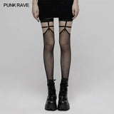 Rebel Yell Mesh Mid Thigh Stockings - PunkRave