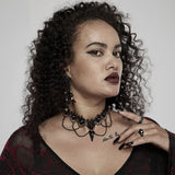 Red Death Floral Choker with Bird Skull Brooch - part of The Jewelry Box gothic accessory set