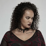 Red Death Floral Choker With Bird Skull Brooch - PunkRave