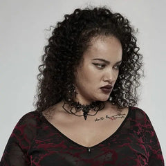 Red Death Floral Choker With Bird Skull Brooch - PunkRave