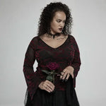 Red Death Floral Choker With Bird Skull Brooch - PunkRave