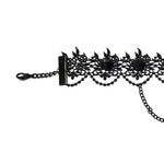 Red Death Floral Choker With Bird Skull Brooch - PunkRave