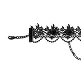 Red Death Floral Choker With Bird Skull Brooch - PunkRave
