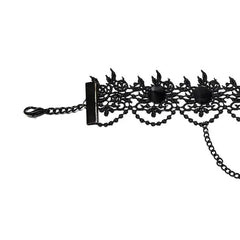 Red Death Floral Choker With Bird Skull Brooch - PunkRave