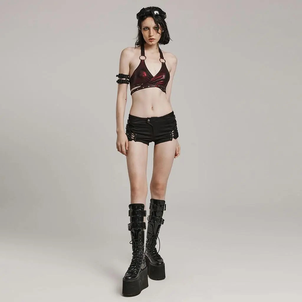 Rogue Raven Halterneck Top (Ruby) - PunkRave