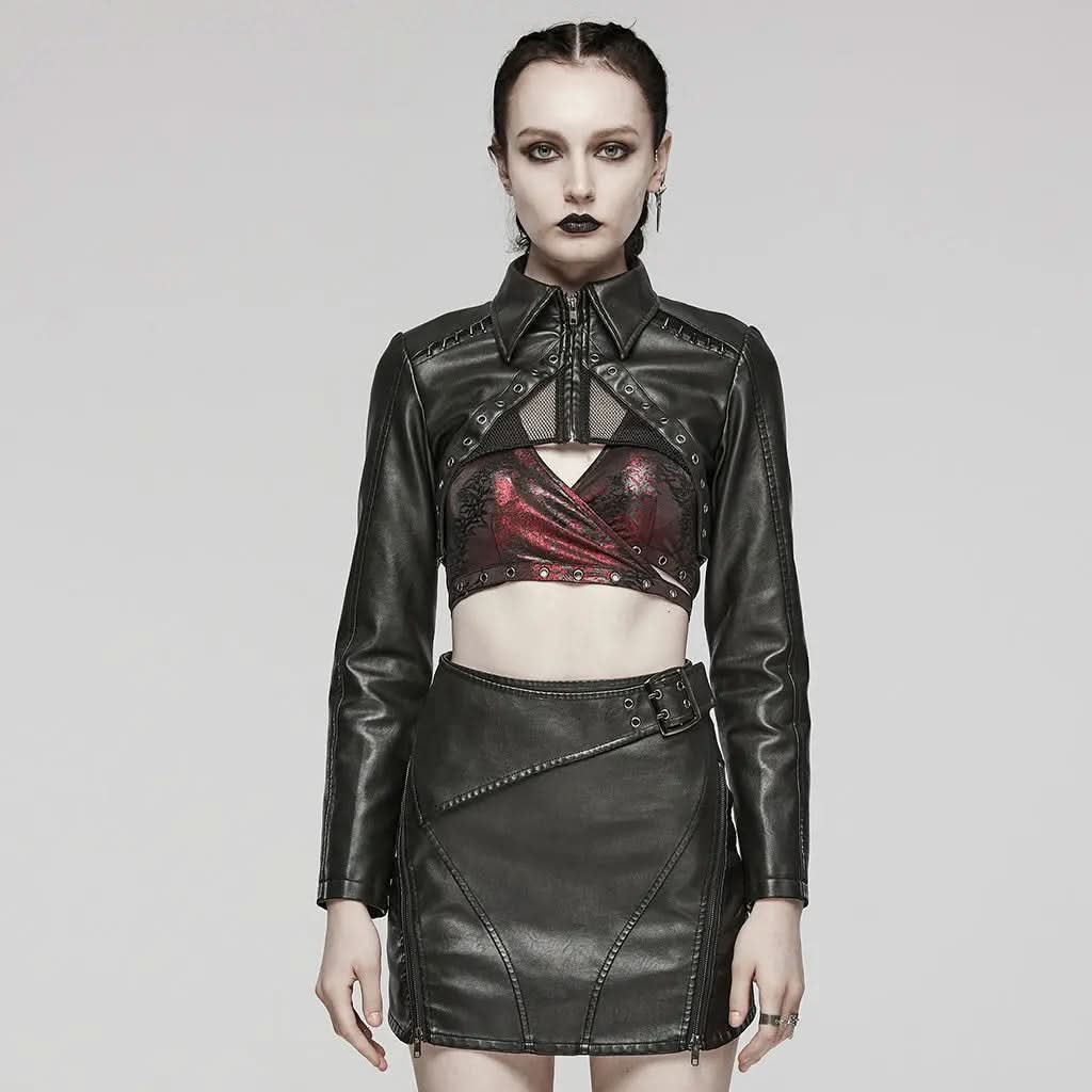Rowena Cropped Jacket (Black) PunkRave